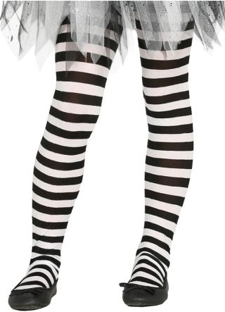 White/Black Striped Tights Halloween Tights by Doodys fancy Dress
