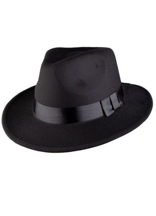 Gangster Hat Black with Black Band
