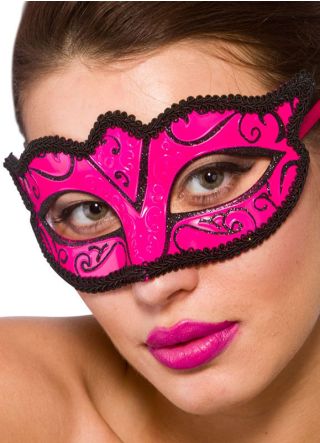 Calypso Masquerade Eye Mask - Pink & Black