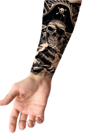 Skull Pirate Captain – Tattoo Transfer– 23cm x 13cm